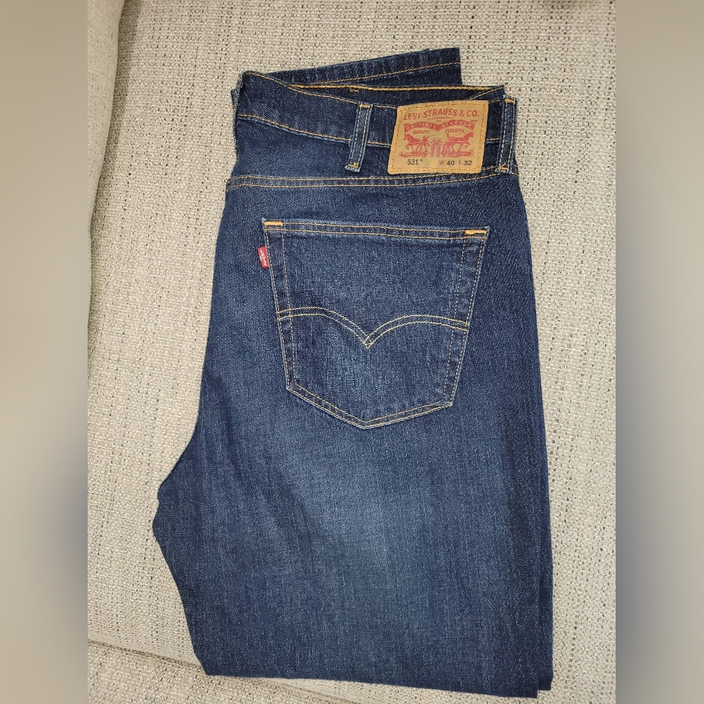 Mens 531 Levi's Slim Straight Dark Blue Jeans W40 L32 - Picture 11 of 11